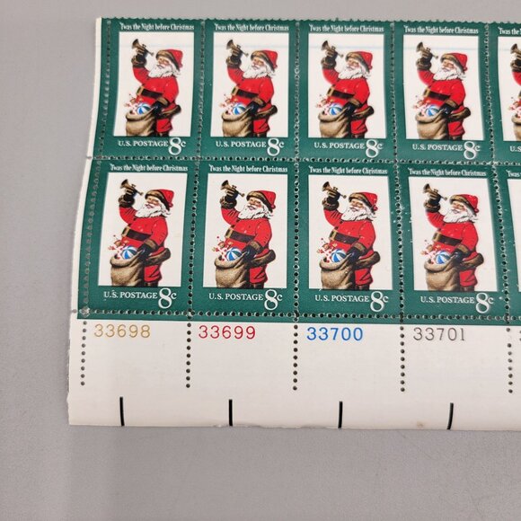 1970s USPS Twas The Night Before Christmas Pane of 12 8 Cent Stamps - Picture 2 of 4
